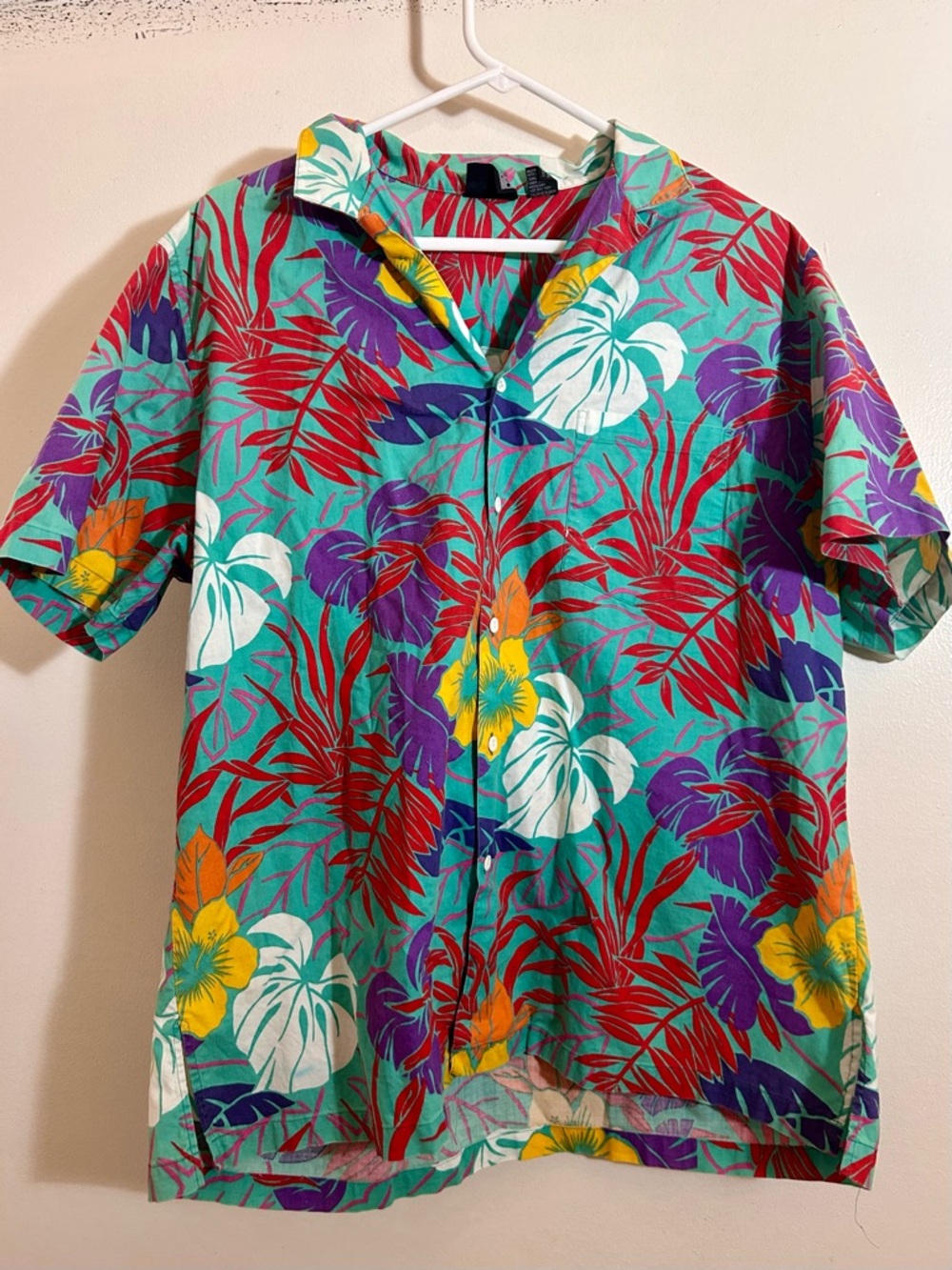 INC International Concepts Women's Tropical Button Up Shirt 100% Cotton LARGE